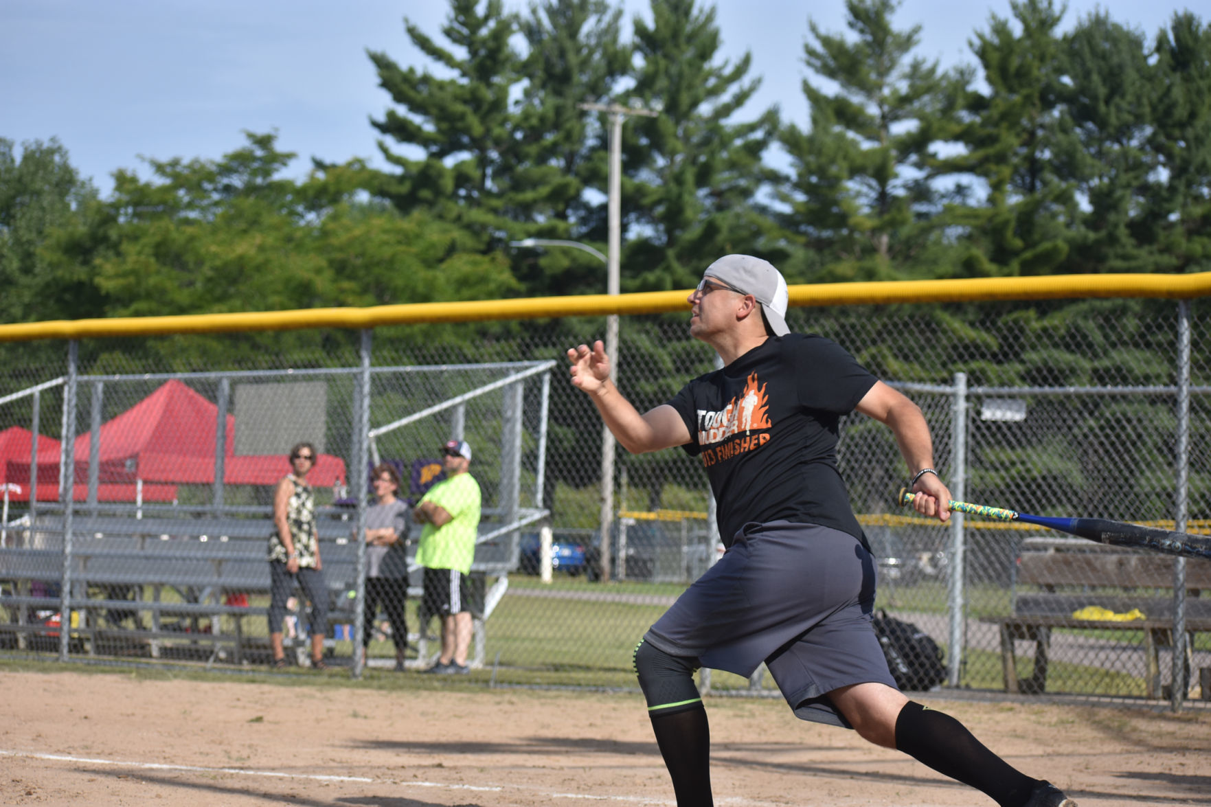 Joe Zauner runs to first base